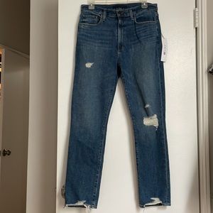 Joe’s the Luna Distressed high waist fray hem ankle straight leg stretch